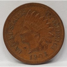 UNITED STATES OF AMERICA 1903 . ONE 1 CENT COIN . INDIAN